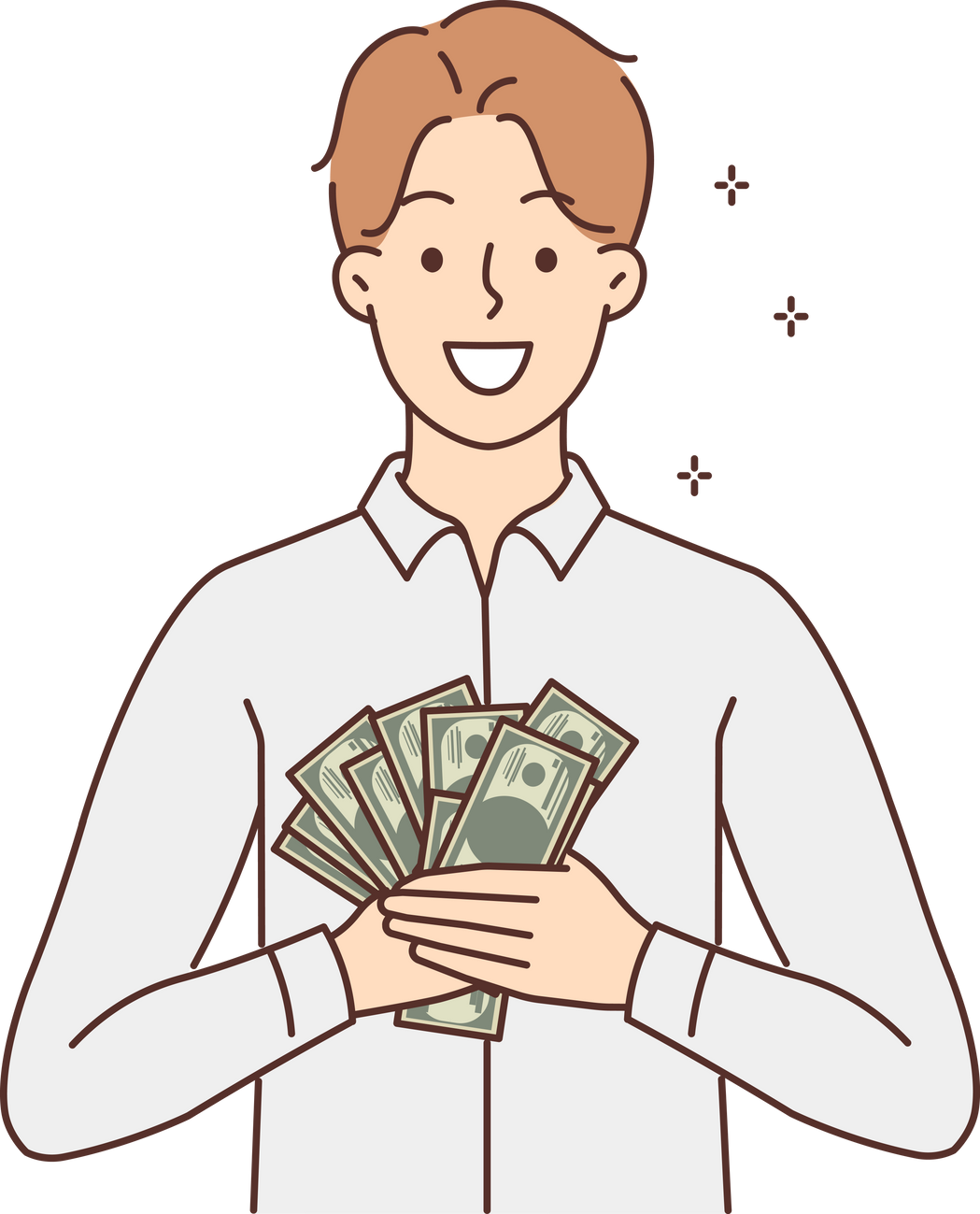 Smiling man with money in hands